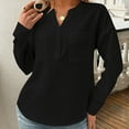 thumbnail image 7 of cfhntfmh Dressy Casual Shirts for Women Formal V Neck Buttons Work T-Shirts with Pockets Soft Long Sleeve Tunic Tees, 7 of 7