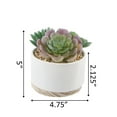 thumbnail image 2 of 5" Artificial Green Succulent in White Ceramic Planter with a Wood Base, 2 of 2
