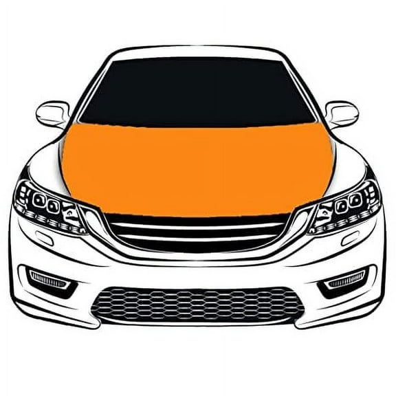 Orange Oversized Car Hood Cover 3.3X5FT/6X7FT100% Polyester Elastic Fabrics Can be Washed Suitable for large SUV and Pickup Trucks (6X7FT)