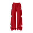 thumbnail image 7 of HAOTAGS Girls Wide Leg Sweatpants, Lace Trim Bow Casual Pants with Pockets, 7 of 7