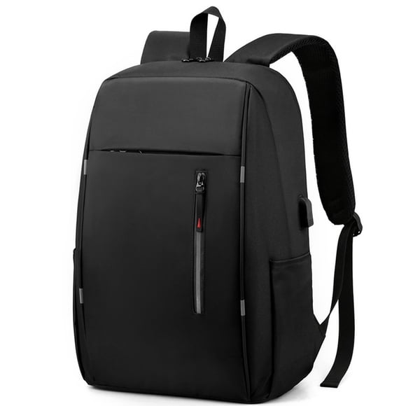 Mochila para portátil con puerto de carga USB para hombres y mujeres, color negro