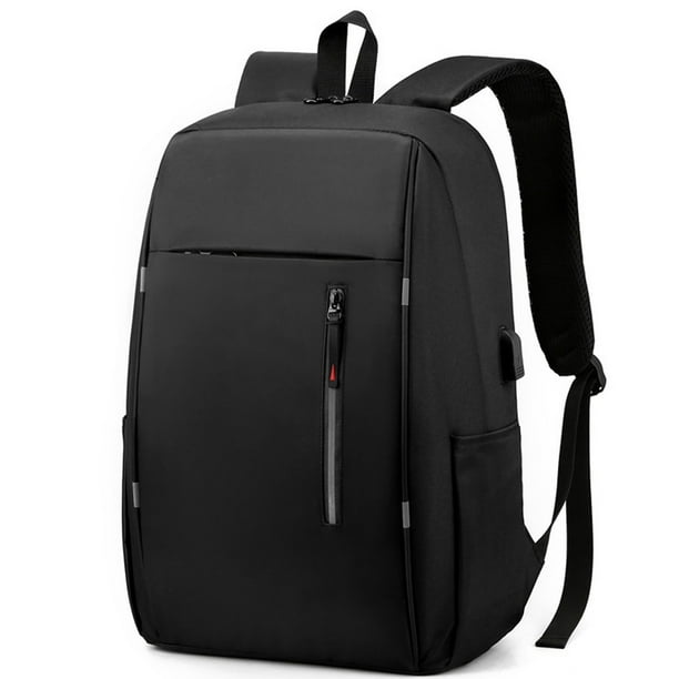 Mochila para portátil con puerto de carga USB para hombres y mujeres, color negro