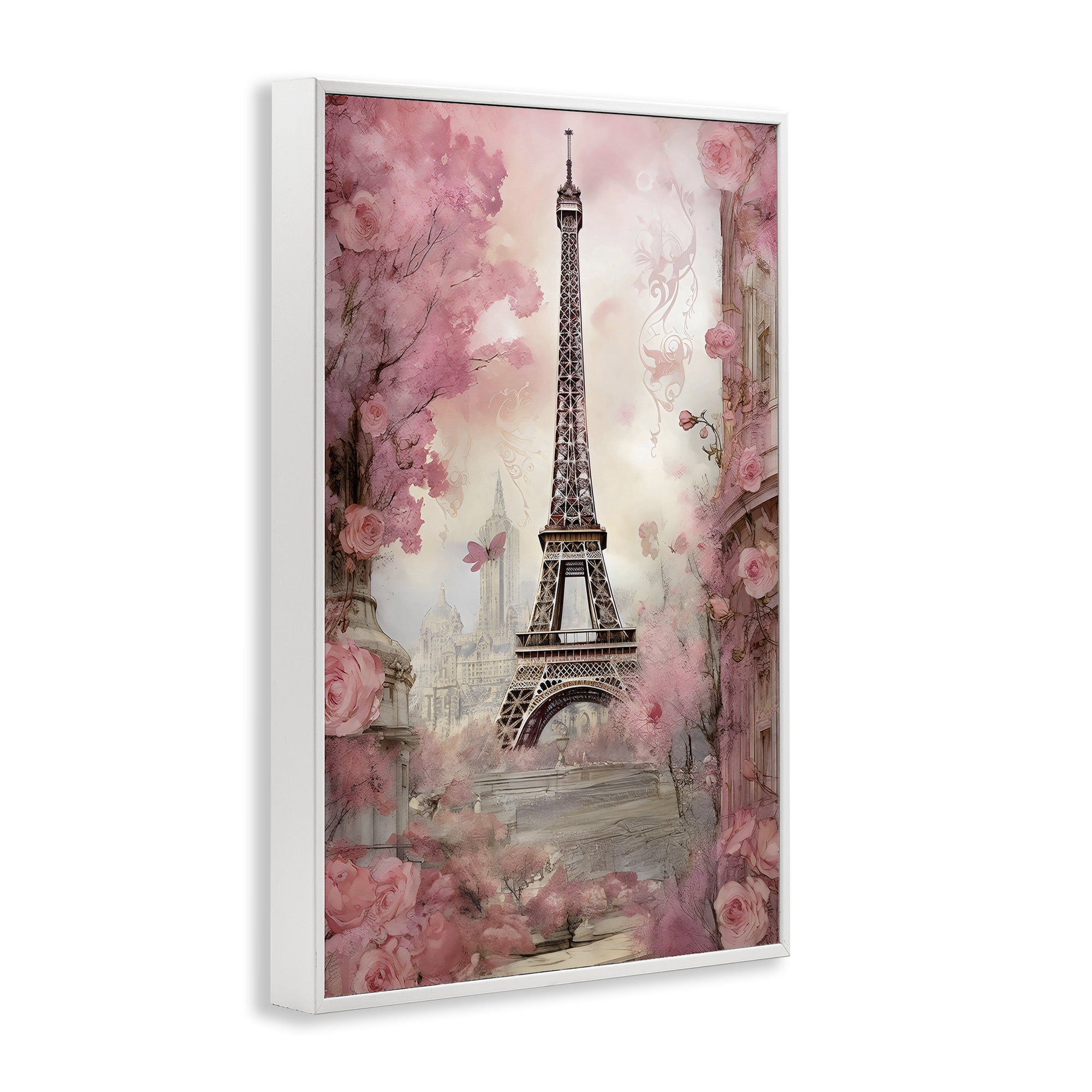 Stupell Industries Paris City View in Bloom White Framed Giclee Art, design by Creative Studio