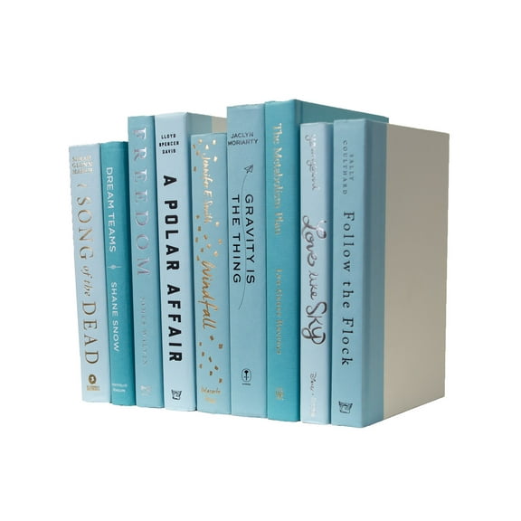 Pen & Willow Light Blue Decorative Books - Real shelf-ready book bundle for home or office decor, weddings or staging.