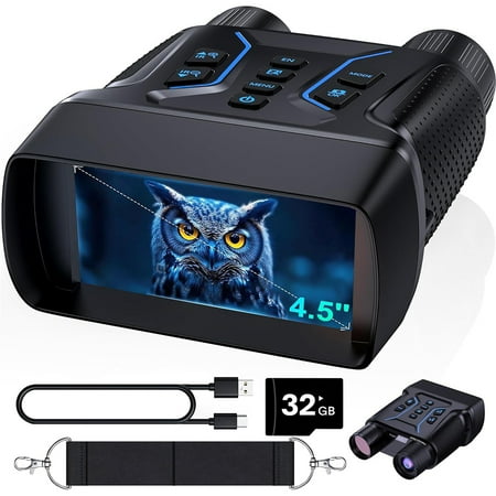 4K Digital Night Vision Binoculars with 32GB Card – 1312ft IR Range 8X Zoom 36MP Photos 4000mAh Battery Waterproof for Hunting/Camping