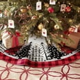 thumbnail image 3 of FlareFable 24Inch Plaid Linen Christmas Tree Skirt Decorations, Round Xmas Cover for Christmas Party Mat Indoor, Fun Home Tree Skirt, Perfect Winter Holiday Christmase Decorations, 3 of 9