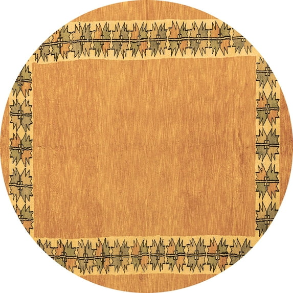 Ahgly Company Indoor Round Abstract Brown Modern Area Rugs, 8' Round