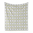 thumbnail image 1 of Grey and Yellow Soft Flannel Fleece Throw Blanket, Retro Geometric Vintage Design Star Shapes with Dots, Cozy Plush for Indoor and Outdoor Use, 50" x 70", Pale Yellow Warm Taupe, by Ambesonne, 1 of 6