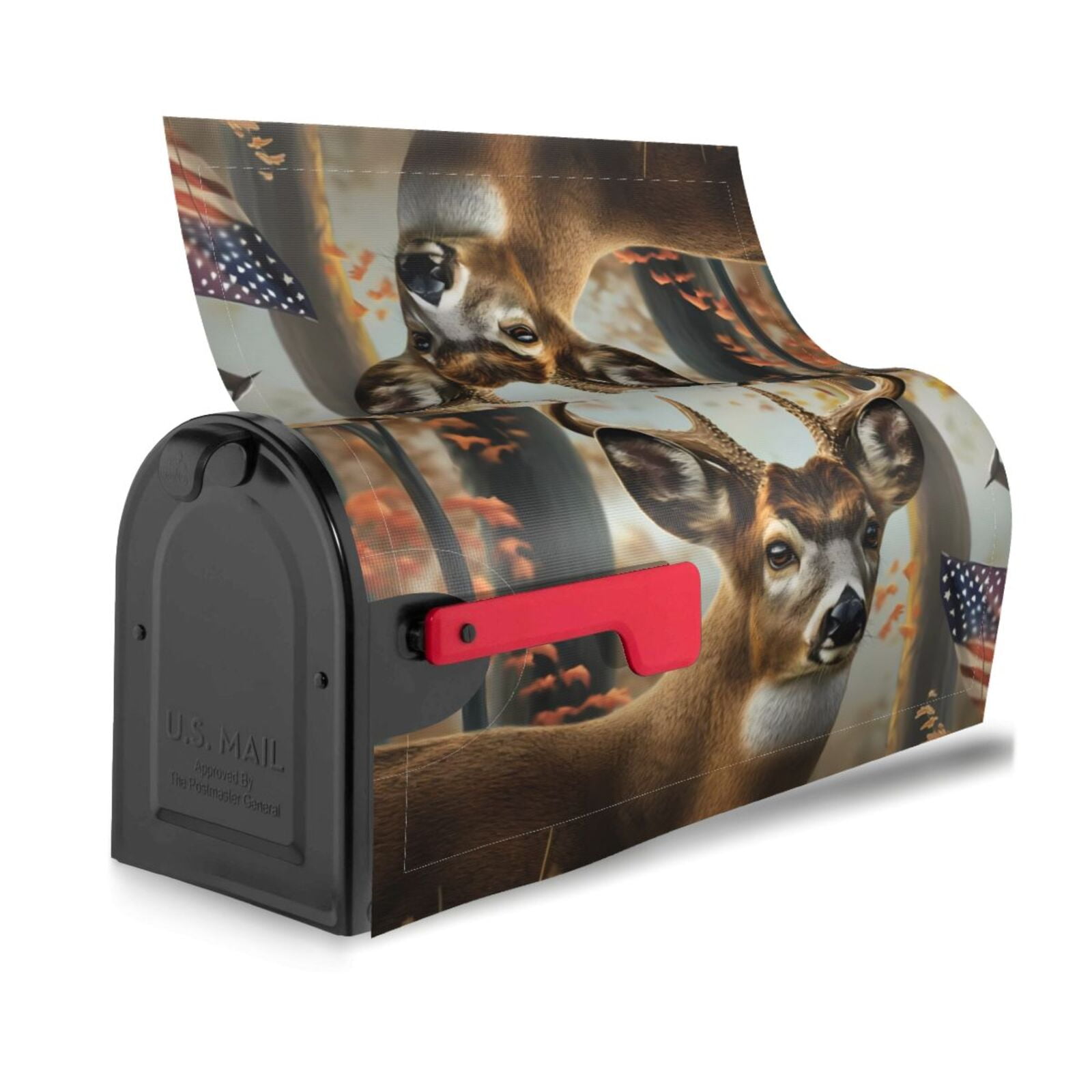 Vsdgher American Wildlife Deer Forest Mailbox Cover Magnetic Mailbox Wraps Post Letter Box Cover for Garden Yard Home Decor 2 Sizes-25.5x21 in