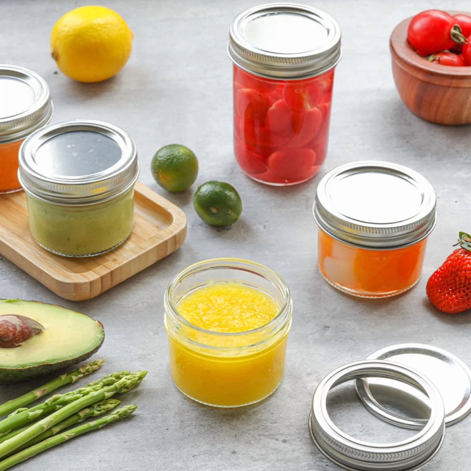 Zyler - 6 Pcs Mini Plastic Bottle Jam Jars With Lids Small Mason Aluminum Baby Glass