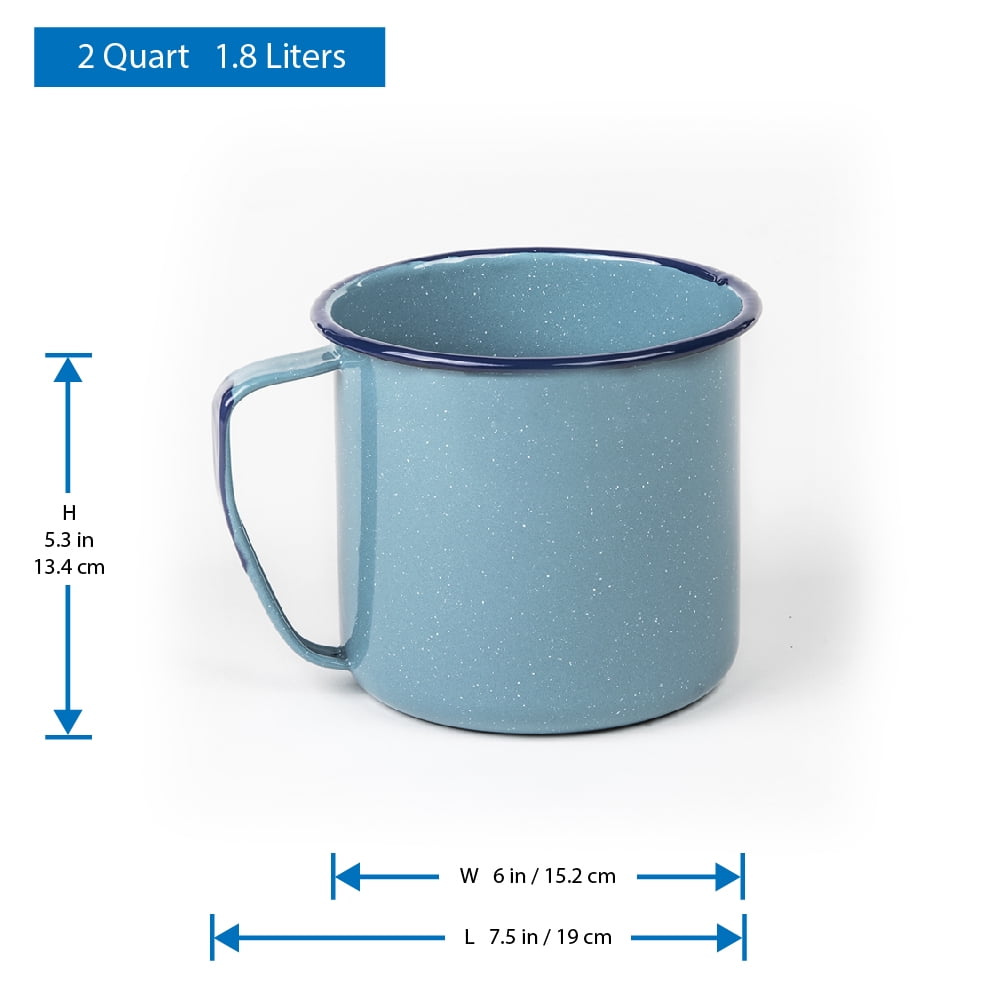 (2 pack) Cinsa 2QT Chocolatera / Warmer , Enamel on Steel, Turquoise Blue
