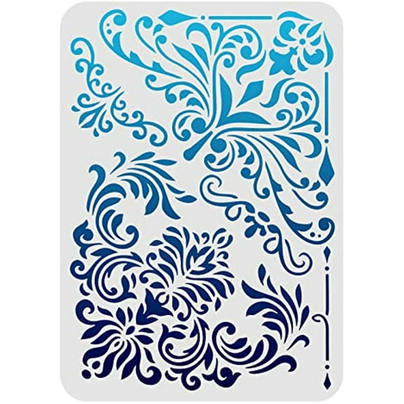 Flower Mandala Corner Decorative Pattern Stencil Template A4 Large Reusable Mylar Template Paint Chalk Signs for Painting Wood Wall Furniture Holiday DIY Craft Decor