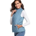 thumbnail image 4 of Fuinloth Women Quilted Vest, Stand Collar Lightweight Zip Padded Gilet Outerwear Coats Light Blue L, 4 of 5