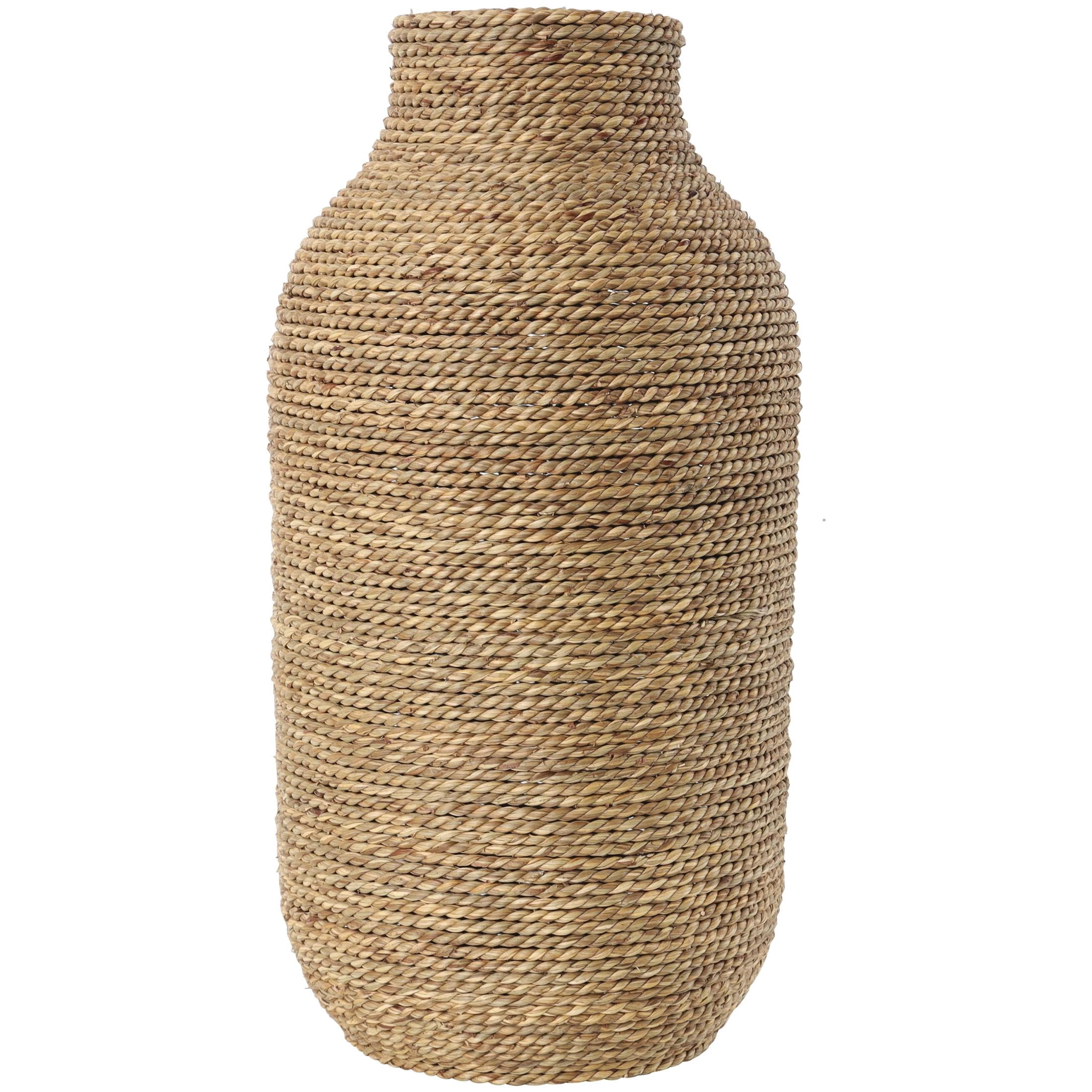 DecMode 19" Handmade Wrapped Brown Seagrass Vase