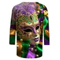 thumbnail image 4 of CONZONE Womens Mardi Gras T-Shirts 3/4 Sleeve T-Shirts for Women Trendy Graphic Soft Loose Fit 2026 Carnival Tops for Lady, 4 of 5