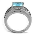 thumbnail image 3 of No Plating Stainless Steel Ring with Synthetic Synthetic Glass in Sea Blue for Women Sea Blue Stone Color Style TK2608 Size 5, 3 of 4