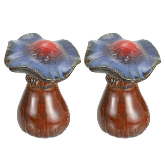2 Pack Toilet Bolt Covers, Ceramics Toilet Bolt Caps Mushroom Decor Covers Cute Mushroom Toilet Screw Cover Caps for Decor Bathroom 2.87"x2.87"x3.54"(L*W*H), Navy-brown