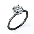 thumbnail image 3 of JeenMata 1.25 Carat Round Cut Engagement Ring Halo Pave in 18K Black Gold Plating over Silver, 3 of 7
