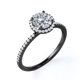 thumbnail image 3 of JeenMata Anillo de Compromiso de 1 Quilate con Corte Redondo y Halo Pavé en Baño de Oro Negro de 18 K sobre Plata, 3 of 5