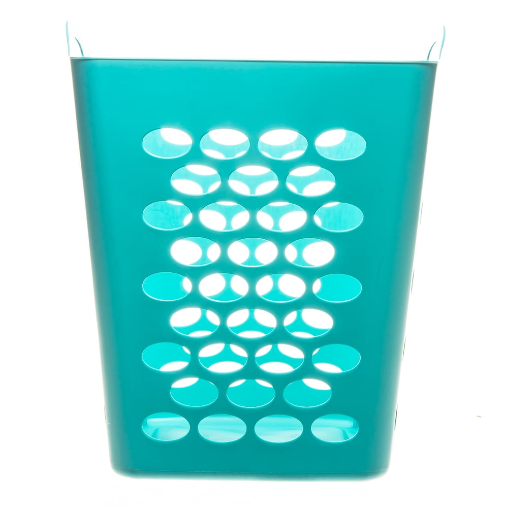 Mainstays Flexible Square Plastic Laundry Hamper, 3 Pack, Turquoise
