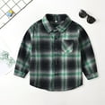 thumbnail image 2 of UngA Boys Hoodie Boys Flannel Shirts Button Down Long Sleeve Plaid Shirt Family Matching Outfits Green,3-4 Years, 2 of 2
