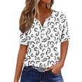 thumbnail image 7 of Women's Shorts Sleeve Tees Floral Split Neck T-Shirt Loose Print Casual Top Spring Summer Fashion Outfits 2XL, 7 of 7