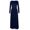 thumbnail image 4 of Fangasis Women Dress Solid Color Maxi Dresses Long Sleeve Ladies Sexy Slim Fit Party Navy Blue XS, 4 of 6