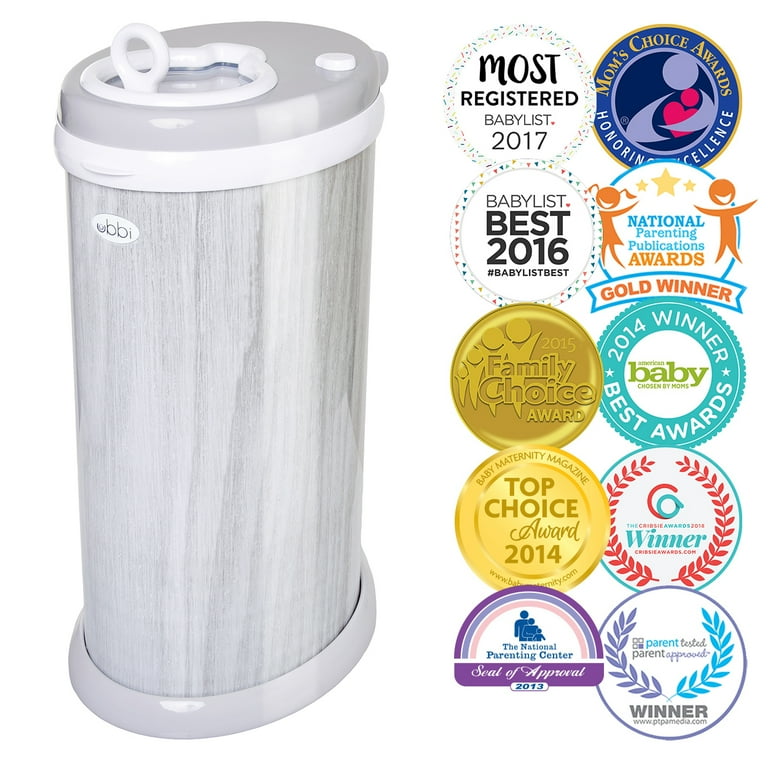 Ubbi Steel Odor Locking, No Special Bag Required Money Saving,  Awards-Winning, Modern Design, Registry Must-Have Diaper Pail, Gray  Woodgrain