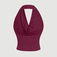 thumbnail image 5 of Women Halter Top Sexy Backless Tank Tops Cowl Neck Summer Going Out Outfits Cami Tops (XS,Wine), 5 of 7