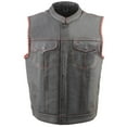 thumbnail image 6 of Milwaukee Leather MLM3506 Men's Black Premium Leather Vest - Old Glory Laced Armholes Red Stitching Club Style Vest 4X-Large, 6 of 8