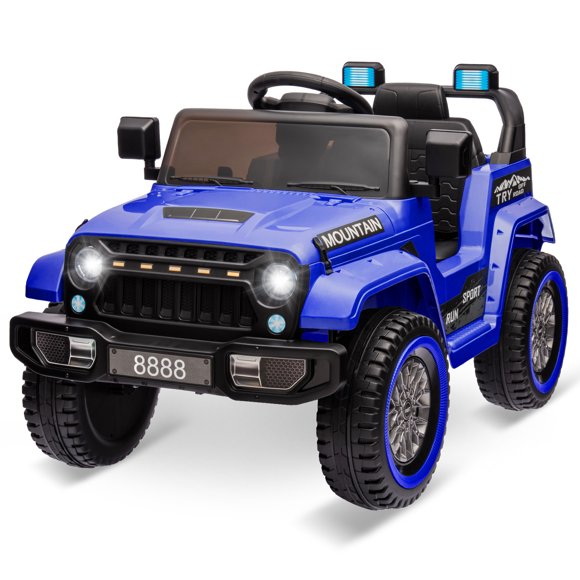 12V Kids Electric Ride On Truck with Remote Control – Battery Powered Car with Dual 35W Motors, 3 Speeds, Spring Suspension, LED Headlights, Music & USB – Ride-On Toy with Safety Belt for Boys & Girls