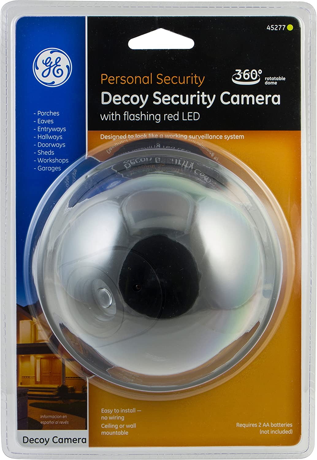 GE Personal Security Decoy Security Camera, Flashing Red LED, Battery