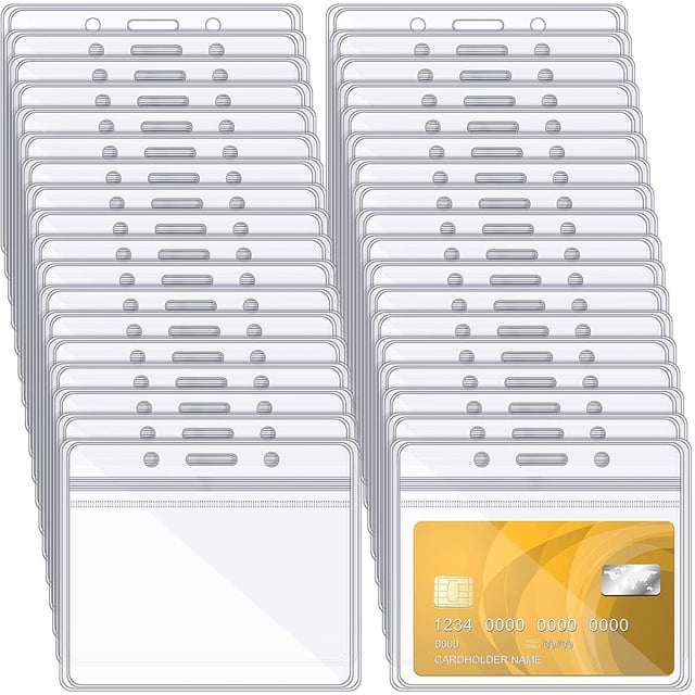 100 Piezas Porta Credencial de Nombre Horizontal de Plástico Transparente JM