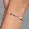 thumbnail image 4 of Gem Stone King 925 Silver and 10K Yellow Gold Swiss Blue Topaz Pink Moissanite Sky Blue Aquamarine and Lab Grown Diamond Tennis Bracelet for Women By Keren Hanan (1.95 cttw, Adjustable up To 9 inch), 4 of 4