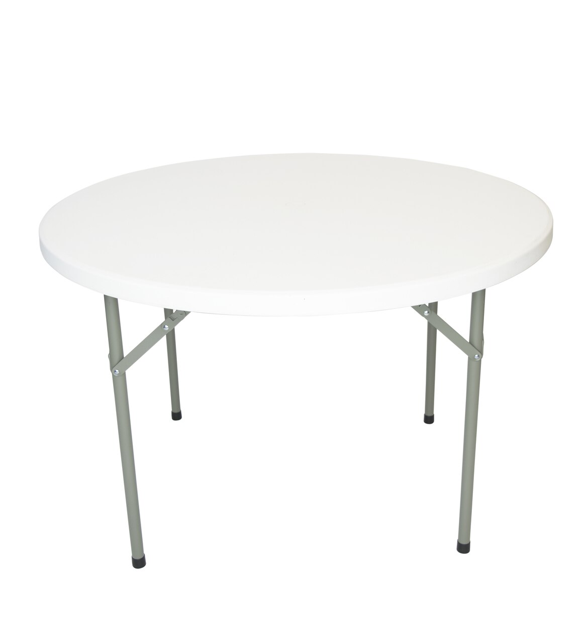 48 inch Rhino Plastic Round Folding Table - White Granite