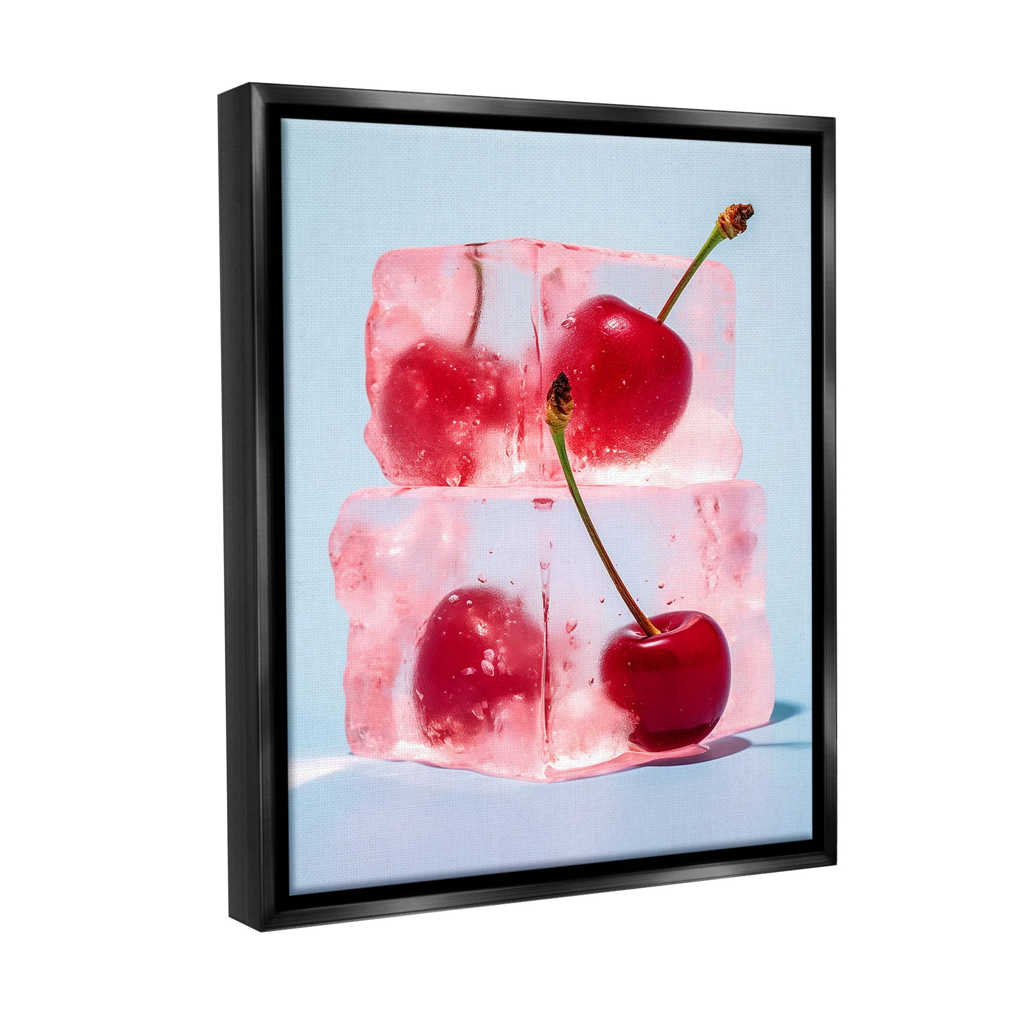 Stupell Industries Cherry Ice Cubes Food & Beverage Painting Black Floater Framed Canvas Art Print Wall Art, 25 x 31