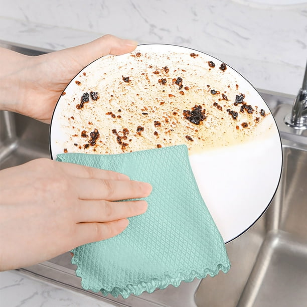 WREESH Chiffon à vaisselle absorbant brosse Pot chiffon Durable