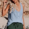 thumbnail image 2 of BRGZLK Tank Tops For Womens Tie Front Knot Sleeveless V Neck Shirts Summer Casual Loose Fit Button Up Henley Tops Dressy Blouse, 2 of 7