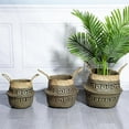 thumbnail image 3 of PENGXIANG Foldable Handmade Wicker Grass Weaving Basket Flower Storage Basket w/ Handle, 3 of 10