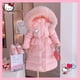 thumbnail image 1 of Winter Anime Sanrio Y2K Hellokittys Kuromi Girls Down Clothes Long Fur Hooded Cotton Padded Jacket Warm Slimwaist Kids Outerwear, 1 of 5