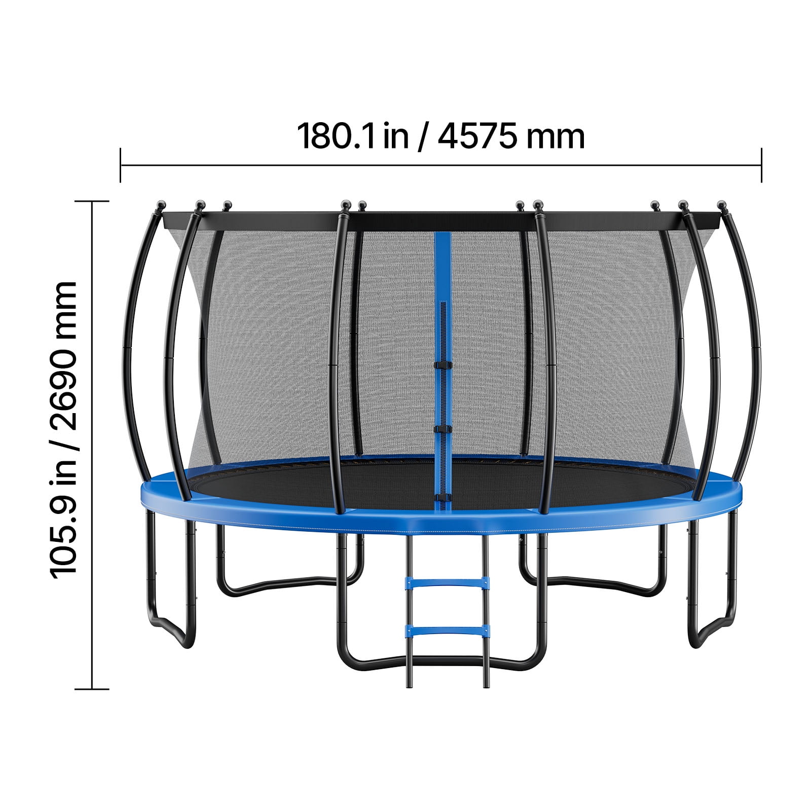 KFFKFF 15FT Outdoor Trampoline with Safety Enclosure Net, Durable Frame, and Thick Protective Pad, Supports Up to 470 lbs, Rust-Resistant Design for Backyard Fun