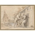 thumbnail image 2 of Ambroise Dubois 24x19 Black Ornate Framed Double Matted Museum Art Print Titled: The Goatherd Lamon Handing the Infant Daphnis to His Wife Myrtele (After 1606), 2 of 5