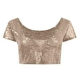 thumbnail image 5 of GBSYEWXS T-Shirts For Women Fashion Crew Neck Shirts Short Sleeve Sequins Gold Tops, 5 of 5