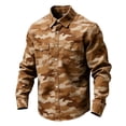 thumbnail image 2 of Ceisia Men's Long Sleeve Camo Print Shirt Vintage Slub Cotton Casual Button Down Lapel Collar Relaxed Fit Top Brown Gifts for Father S, 2 of 4