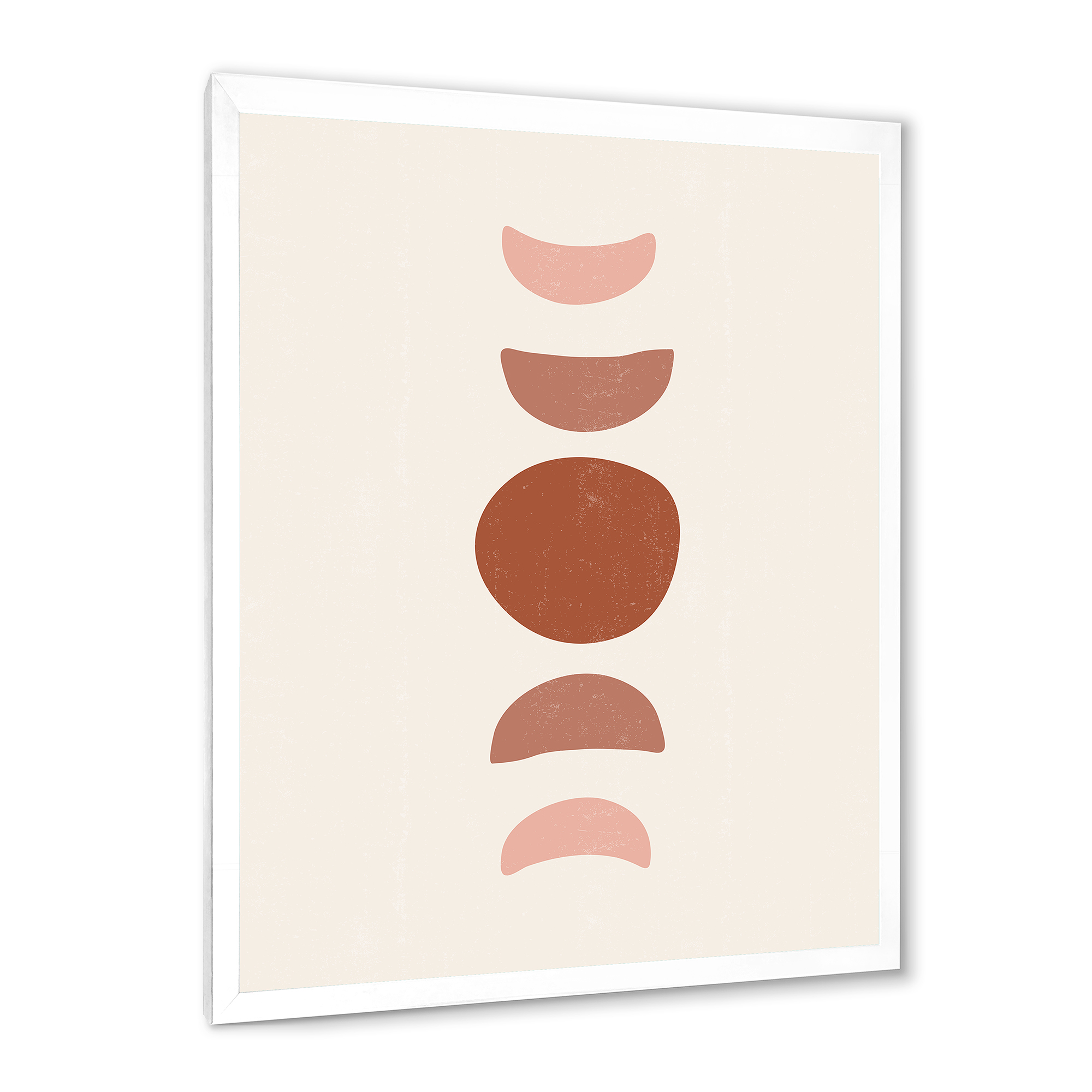 Designart 'Minimal Moon Phases On White' Modern Framed Art Print