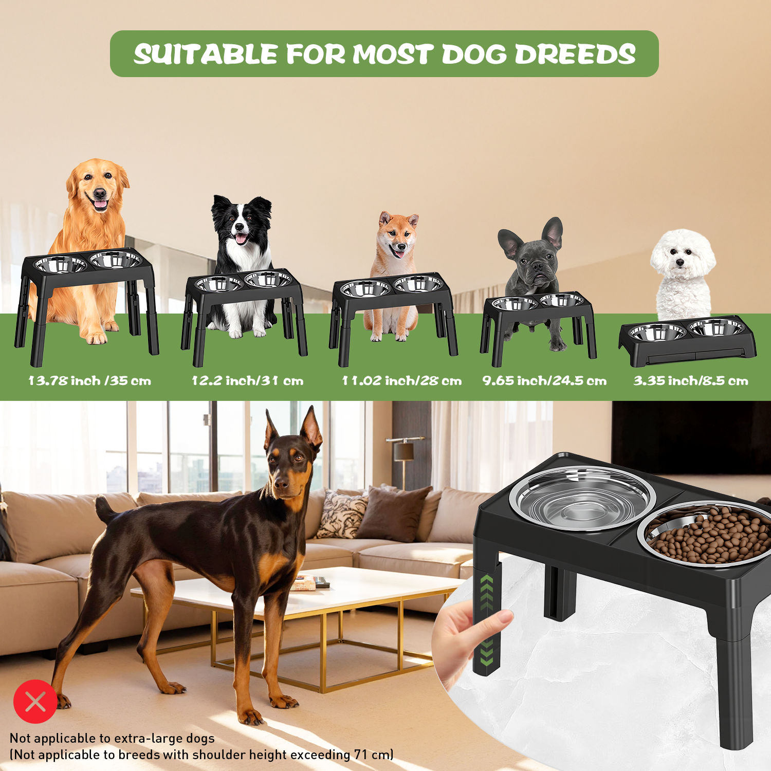 Absoke Elevated Dog Bowls with 5 Height Adjustments photo 8