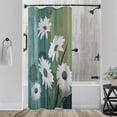 thumbnail image 3 of Stall Rustic Shower Curtain,36x72 inch RV Bathroom Shower Curtains Set with Hooks,White Daisy Floral Cyan Blue Bath Curtain,Waterproof Fabric, 3 of 6