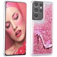 thumbnail image 3 of Case for Galaxy S22 Ultra,Glitter Quicksand Moving Hearts Star Flower Cartoon Animals Flowing Liquid Protective Soft Phone Case for Samsung Galaxy S22 Ultra 5G,6.8" 2022 (Pink Heels), 3 of 15