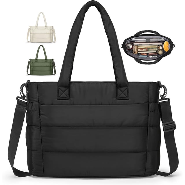 Tote Bag Mujer Bolsa Tote Mujer Ligero con Compartimiento Laptop & Bolsillos Aislantes Bolsas Acolchada Grande Impermeable con Cremallera para Trabajo Viajes