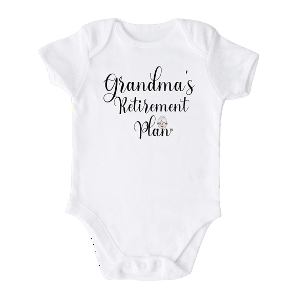 Grandma's Retirement Plan Baby Bodysuit, Newborn Outfit, Baby Clothes, Gift for Children 0-3m White